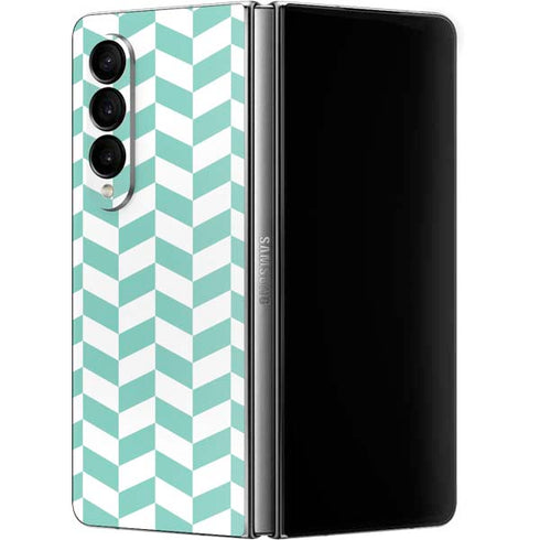Blue White Chevron Galaxy Z Fold4 5G Skin